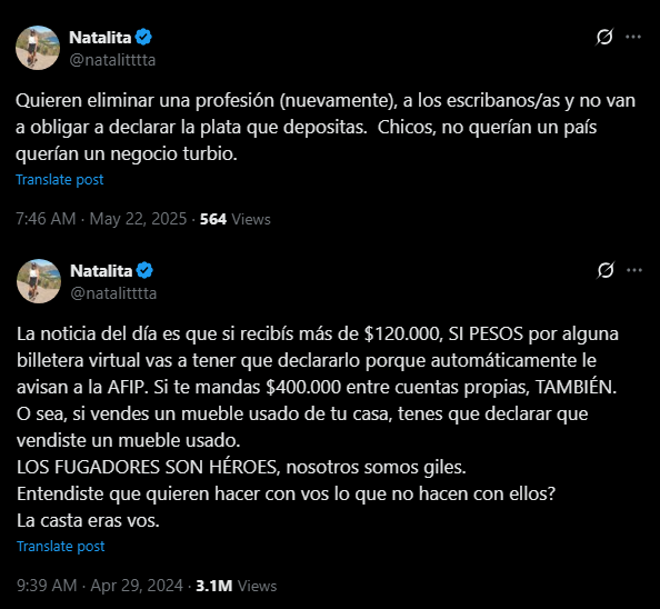 therealbuni's tweet photo. 2024 : milei hijo de puta nos controla con la AFIP

2025 : MIlei hijo de puta no controla a nadie con la AFIP https://t.co/n0fQAGqMB5