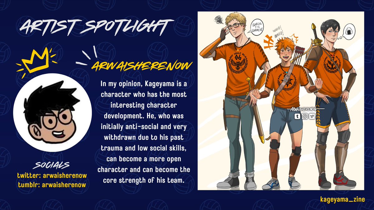 Relentless: Tobio Kageyama Zine (@kageyama_zine) on Twitter photo ๐ ARTIST SPOTLIGHT ๐
Here comes the amazing <a href="/arwaisherenow/">Arwa on Other Side ๐</a>! He's using Tobio's exciting character development to create an epic piece! ๐๐ ๐ ARTIST SPOTLIGHT ๐
Here comes the amazing <a href="/arwaisherenow/">Arwa on Other Side ๐</a>! He's using Tobio's exciting character development to create an epic piece! ๐๐