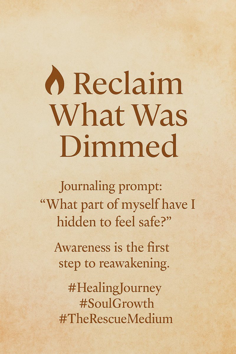 Psychic_Bill's tweet photo. Reclaim What Was Dimmed

Sometimes trauma, rejection, or criticism dims our light. But light isn’t lost—it’s recoverable.

Journaling prompt: “What part of myself have I hidden to feel safe?”

Awareness is the first step to reawakening.

#HealingJourney  #TheRescueMedium https://t.co/f8OOVR4BgG