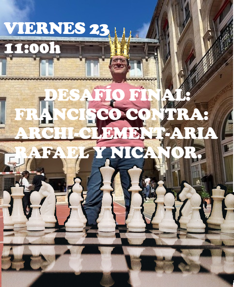 Francisco González (@franciscogongal) on Twitter photo ¡Llegó el día! Mañana en el patio me enfrento en una partida simultánea contra los/as finalistas del campeonato escolar de ajedrez♟️ del <a href="/fgl_paris/">federico_garcia_lorca_paris</a>
¿Serán capaces de ganar al "profe" y arrebatarme mi 👑 de campeón?
¡Reto aceptado! 😎🏆
<a href="/EducationESP/">Éducation Ambassade d'Espagne</a> <a href="/AccEducativaExt/">Acción Educativa Exterior</a> ¡Llegó el día! Mañana en el patio me enfrento en una partida simultánea contra los/as finalistas del campeonato escolar de ajedrez♟️ del <a href="/fgl_paris/">federico_garcia_lorca_paris</a>
¿Serán capaces de ganar al "profe" y arrebatarme mi 👑 de campeón?
¡Reto aceptado! 😎🏆
<a href="/EducationESP/">Éducation Ambassade d'Espagne</a> <a href="/AccEducativaExt/">Acción Educativa Exterior</a>