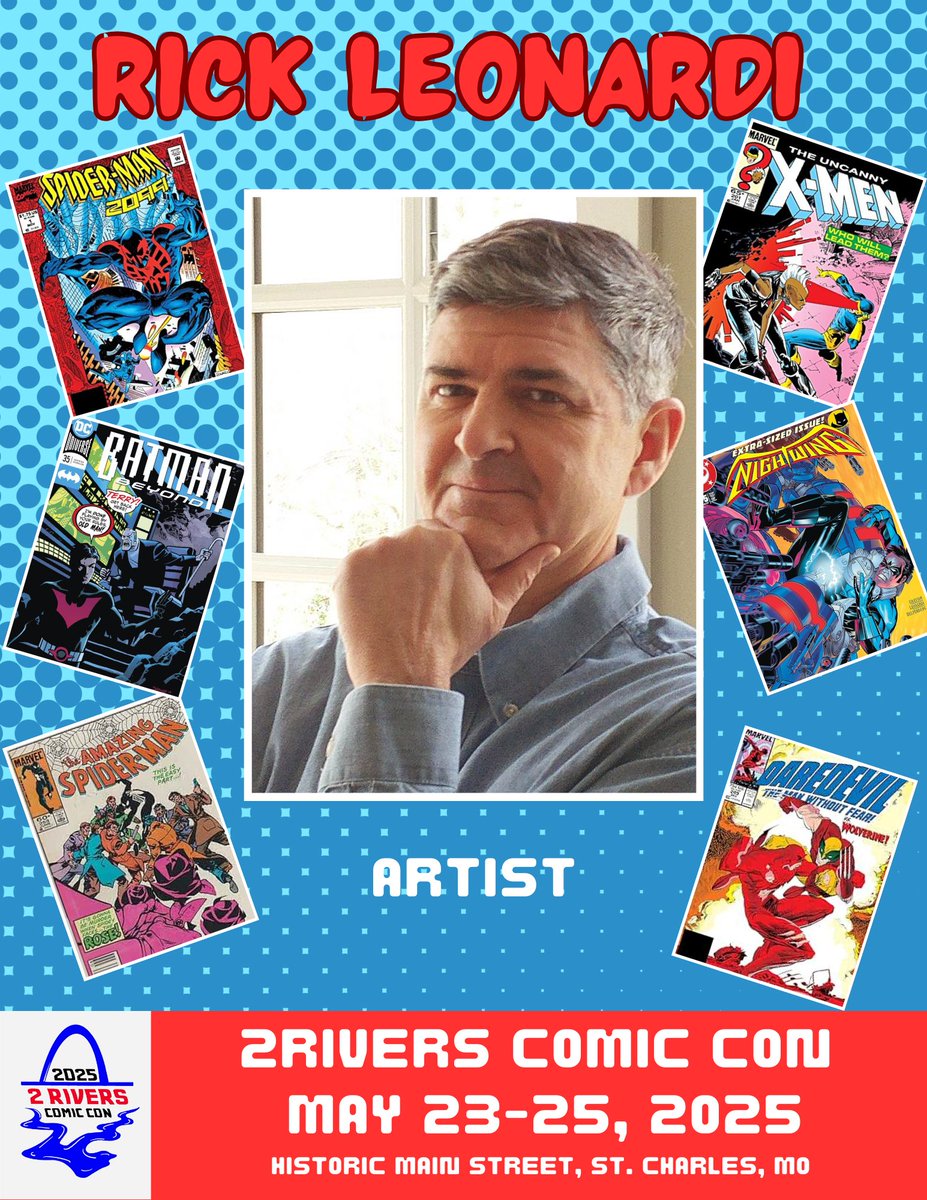 Starts TOMORROW and runs all weekend, May 23-24-25!

Our pal Rick Leonardi will be at 2 Rivers Comic Con just outside St. Louis! Get there and see him! Tix and info: 2riverscomiccon.com