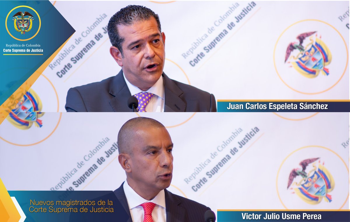 ¡Bienvenidos a la Corte! La #SalaPlena de la <a href="/CorteSupremaJ/">Corte Suprema de Justicia</a> eligió a los abogados Víctor Julio Usme Perea y Juan Carlos Espeleta Sánchez como magistrados de la #SalaDeCasaciónLaboral.
Ver comunicado: acortar.link/2fsZFl