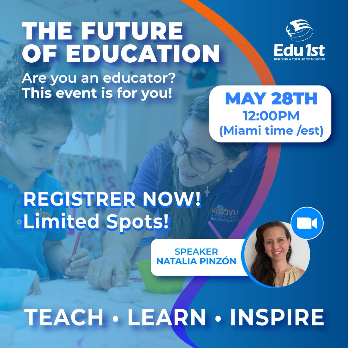 🌍 Ready to transform education?
🎤 Join us May 28 at 12PM (EST) for The Future of Education — a free virtual event with Natalia Pinzón, CEO of Education First Inc.
🔗 Register: edu1st.zoom.us/meeting/regist…
#FutureOfEducation #EduLeadership
