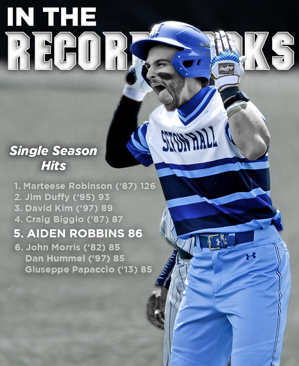 Aiden Robbins is in the record books‼️ 

Robbins had 86 hits this season placing him 5️⃣th all-time for single-season hits🏴‍☠️ 

#HALLin🔵⚪️ #NeverLoseYourHustle