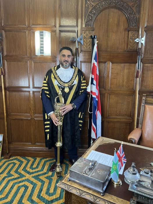 It just about sums up the UK...

Councillor Ajit Atwal is Derby's new mayor....