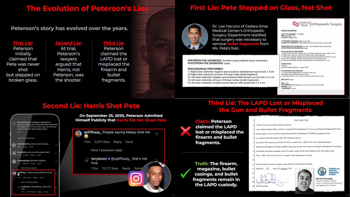 PopBase's tweet image. Megan Thee Stallion’s lawyers have denounced claims of “new evidence” and created a 31-page slideshow debunking common lies regarding the Tory Lanez case.