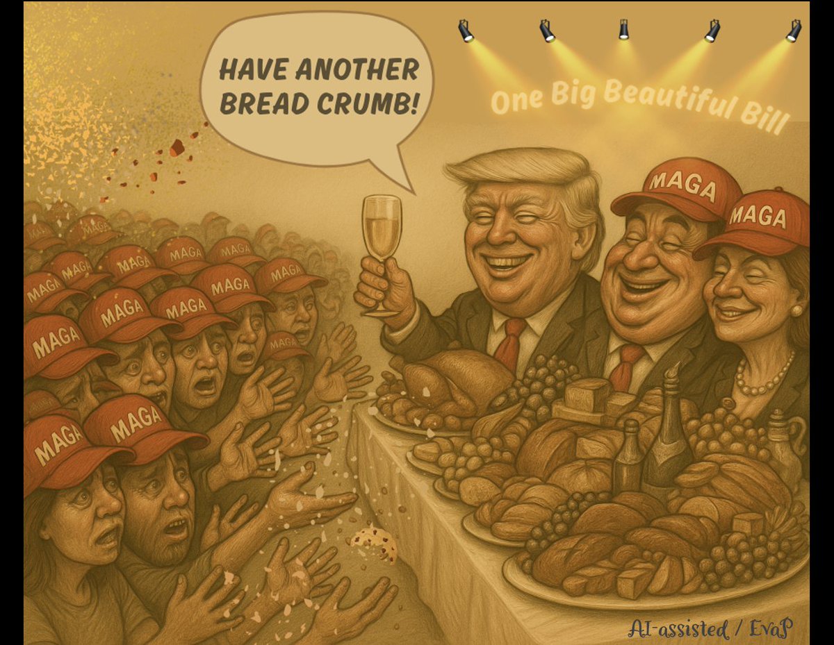 <a href="/realDonaldTrump/">Donald J. Trump</a> Yeah!🥳 
Feast for the few, crumbs for the rest.
Let's celebrate.🥂