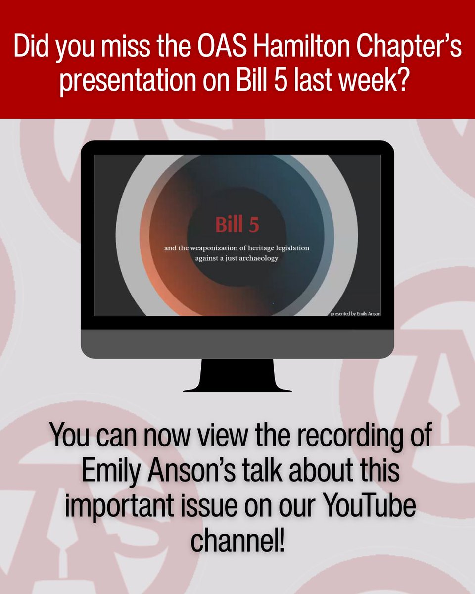 In case you missed it! The recording of last week's talk on Bill 5 by Emily Anson, President of the OAS Hamilton Chapter, is now available on our YouTube channel. Check it out here:  youtu.be/dizwroTPqvk