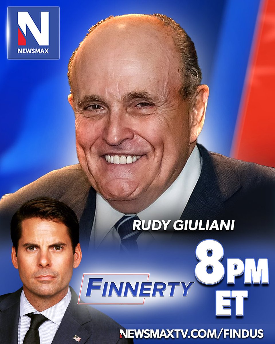 NEWSMAX (@newsmax) on Twitter photo TONIGHT: Former NYC Mayor Rudy Giuliani will join "Finnerty" to weigh in on the Biden era health and dishonesty timeline amid new revelations about the former POTUS — 8PM ET on NEWSMAX.
WATCH: newsmaxtv.com/findus <a href="/RudyGiuliani/">Rudy W. Giuliani</a> TONIGHT: Former NYC Mayor Rudy Giuliani will join "Finnerty" to weigh in on the Biden era health and dishonesty timeline amid new revelations about the former POTUS — 8PM ET on NEWSMAX.
WATCH: newsmaxtv.com/findus <a href="/RudyGiuliani/">Rudy W. Giuliani</a>