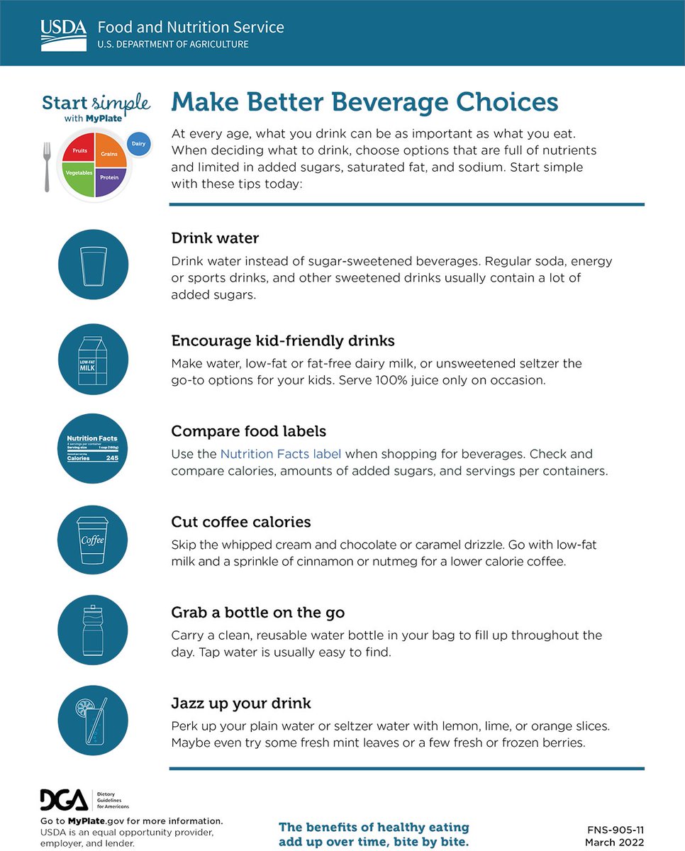 Small changes = big impact! Swap out sugary drinks for water, add an extra serving of veggies, or choose whole grains. Every choice matters! #MyPlate brnw.ch/21wSR8J