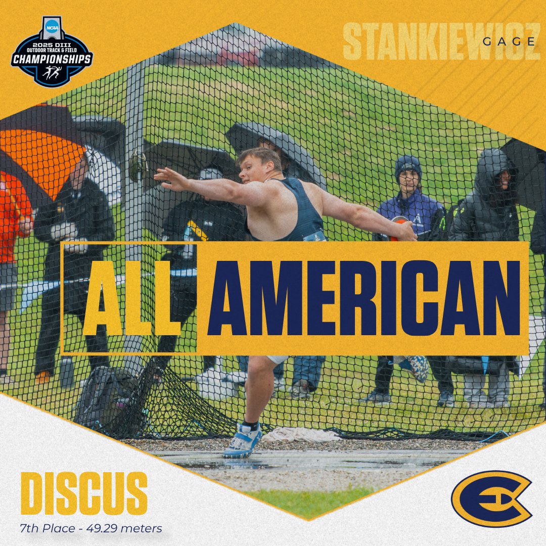 UWEC Athletics (@uwecblugolds) on Twitter photo 🔵Podium Performance!🟡
Gage Stankiewicz places 7th overall in the discus to earn his second All-American honor and highest discus finish at the NCAA Championships!
<a href="/uwectrack/">Blugold Track & Field</a> | #RollGolds 🔵Podium Performance!🟡
Gage Stankiewicz places 7th overall in the discus to earn his second All-American honor and highest discus finish at the NCAA Championships!
<a href="/uwectrack/">Blugold Track & Field</a> | #RollGolds