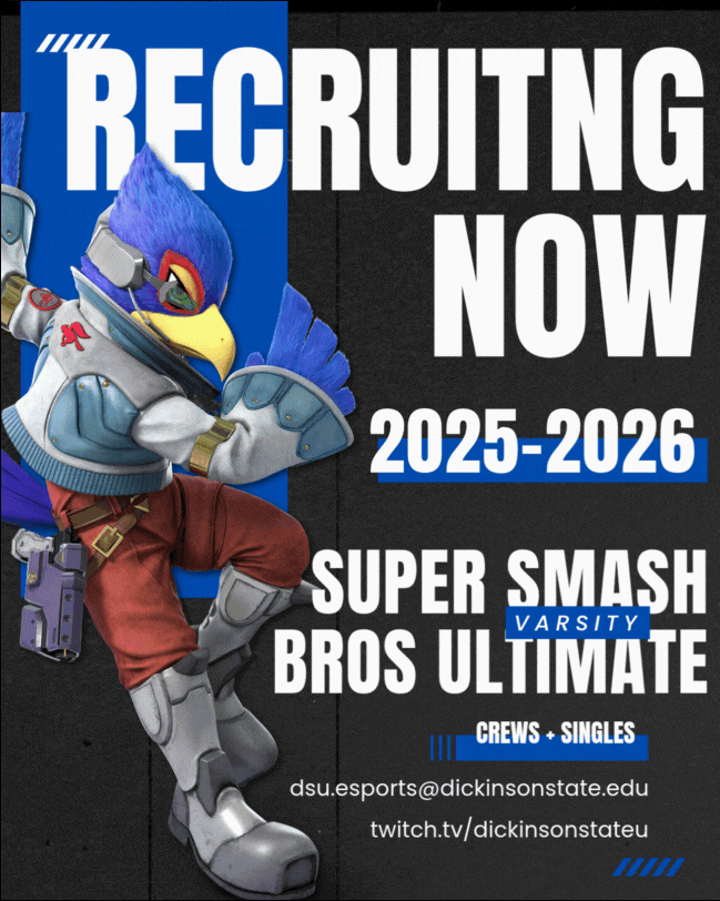 This is your invitation!

DSU Esports is looking to bolster our Smash Bros. roster for 2025-2026, with scholarship opportunities available! Want to join the fight? Head to bluehawkesports.com or email the contact on screen for more! #hawksareup