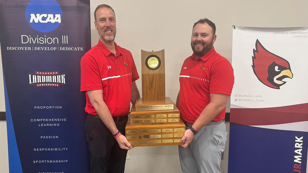 Landmark Conference (@landmarkconf) on Twitter photo The <a href="/CatholicU_Cards/">Catholic University Athletics</a> captures 5th Landmark Presidents' Trophy; Secures back-to-back titles!
📰 tinyurl.com/4bb7zy5u
#MakeYourMark The <a href="/CatholicU_Cards/">Catholic University Athletics</a> captures 5th Landmark Presidents' Trophy; Secures back-to-back titles!
📰 tinyurl.com/4bb7zy5u
#MakeYourMark