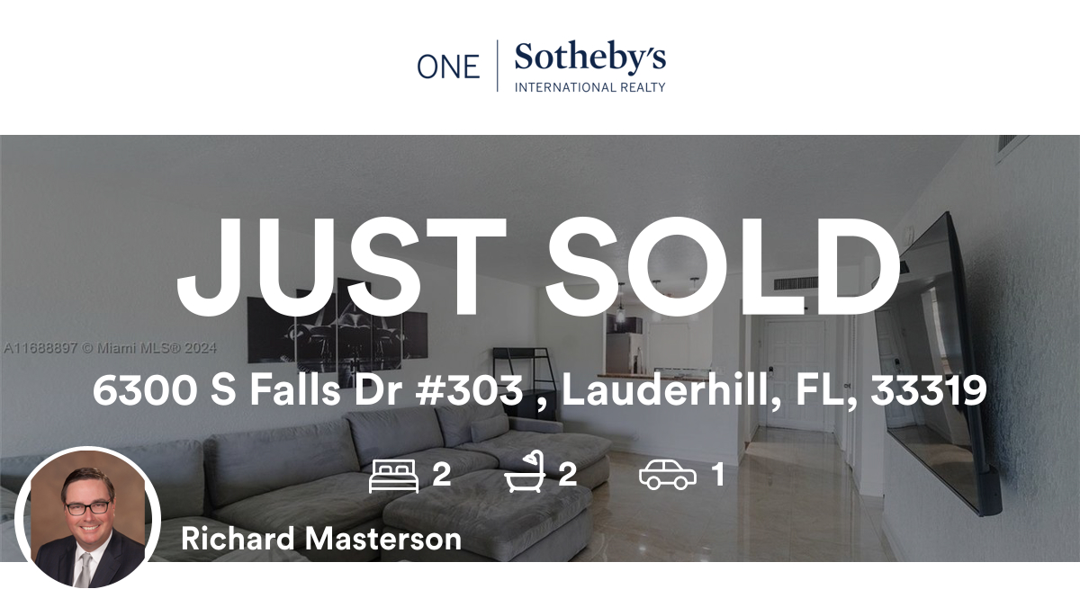 richmastersonFL's tweet image. 🛌 2 🛀 2 🚘 1
📍 6300 S Falls Dr #303 , Lauderhill, FL, 33319

My latest sale on RateMyAgent.
BROKER 496541
rma.reviews/e6k1s0dr18bz

...
#ratemyagent #realestate #ONE_SOTHEBYS_INTL_REALTY