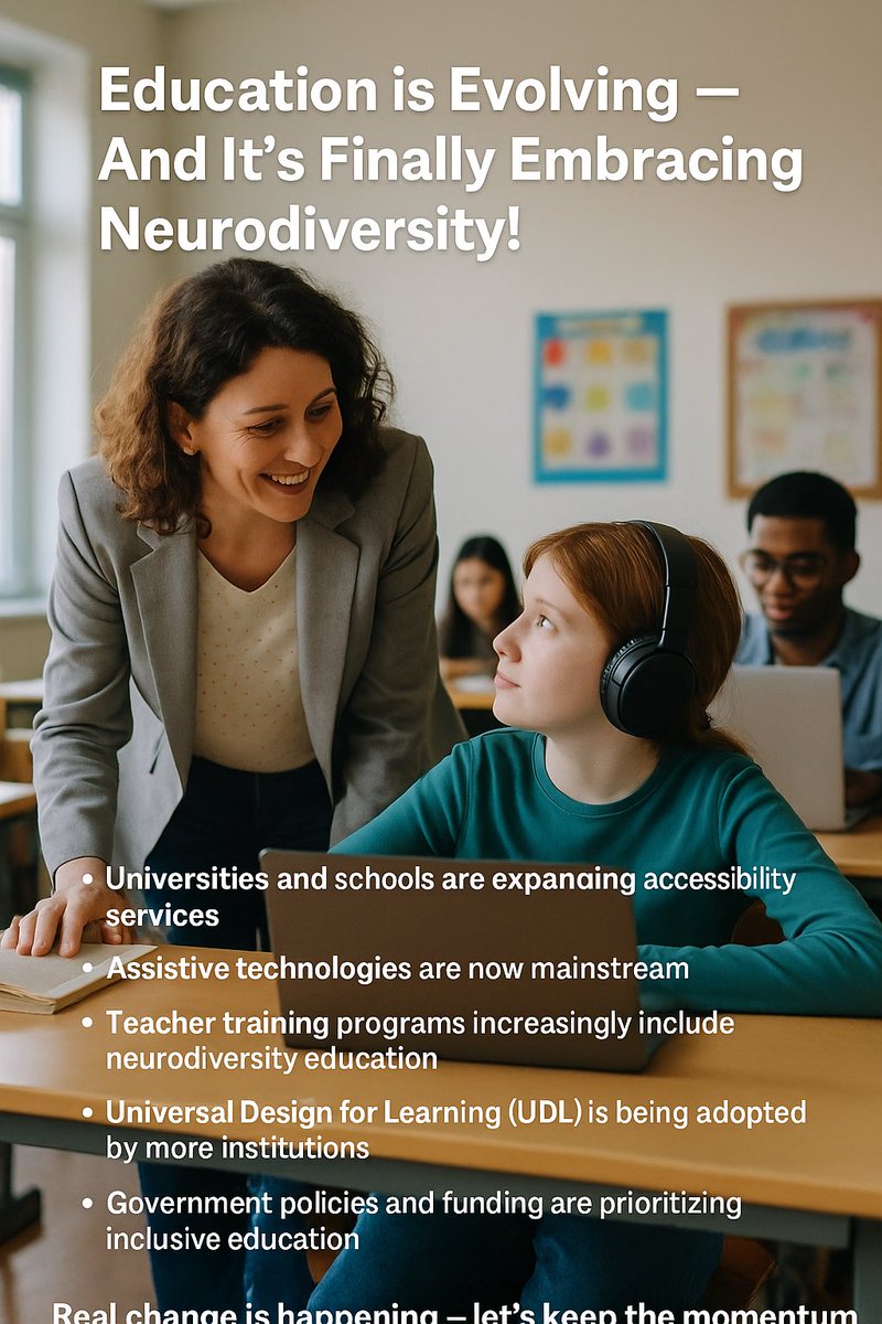 Education is evolving — and it’s finally embracing neurodiversity!
Across schools and universities, real-world changes are making learning more inclusive and accessible. A thread on how we’re supporting all minds:
#Neurodiversity #InclusiveEducation #EdTech