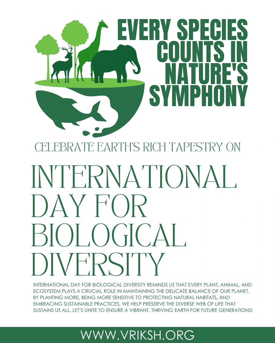 vriksh_org's tweet photo. International Day for Biological Diversity reminds us that every plant, animal, and ecosystem plays a crucial role in maintaining the delicate balance of our planet. Let’s plant more, embrace sustainable practices &amp; unite to ensure a vibrant, thriving Earth for future generations https://t.co/Q7RBghECu2