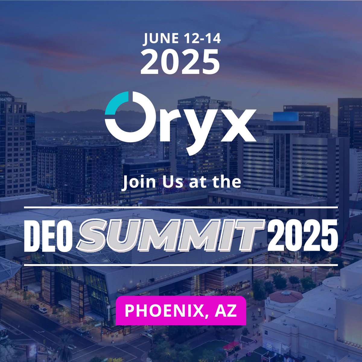 We’re heading to DEO Summit 2025 in Phoenix, June 12–14!

📲 Book a meeting →  $50 Amazon gift card
🎉 Stop by our booth → Chance to win an iPad!

Let’s talk smarter systems &amp; scalable growth.
Meet the Oryx team onsite!

👉 go.oryxdental.com/43oBSge

#DEOSummit2025 #OryxDental