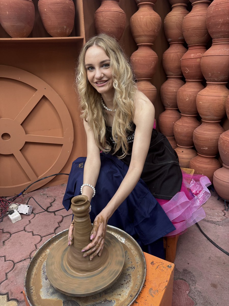 ShabazBaba's tweet image. Miss World contestants engage in a hands-on pottery experience and immerse themselves in vibrant painting session at Shilparamam in Hyderabad today.

#MissWorld2025 #Shilparamam
#MissWorldInTelangana