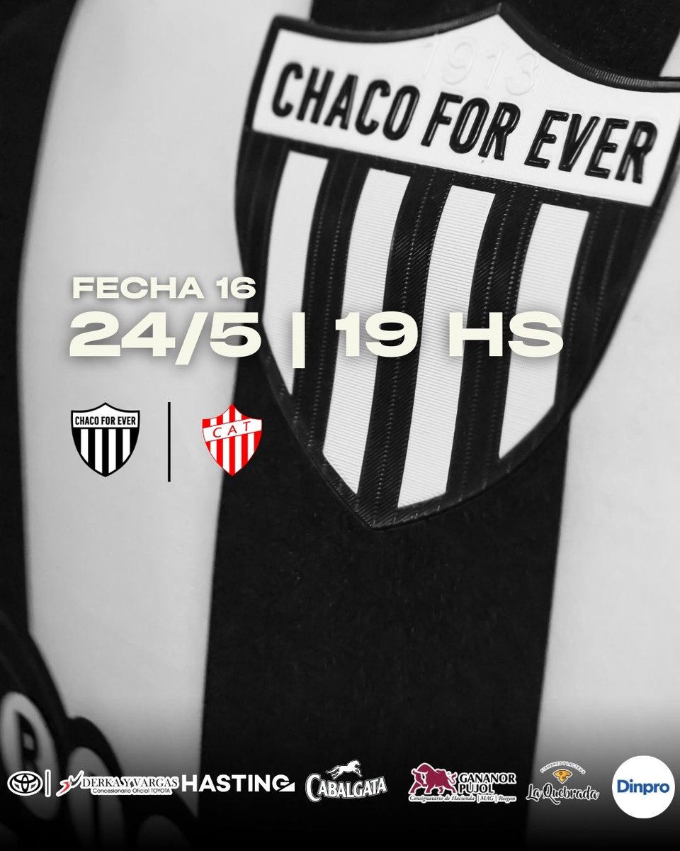 👋🏽 Nos vemos el sábado en el Gigante 

Chaco For Ever 🆚 Talleres RDE 📆 Sábado 24/5 🕖 19 hs. 🏟️ Gigante de la Avenida 

#VamisNegro🏁