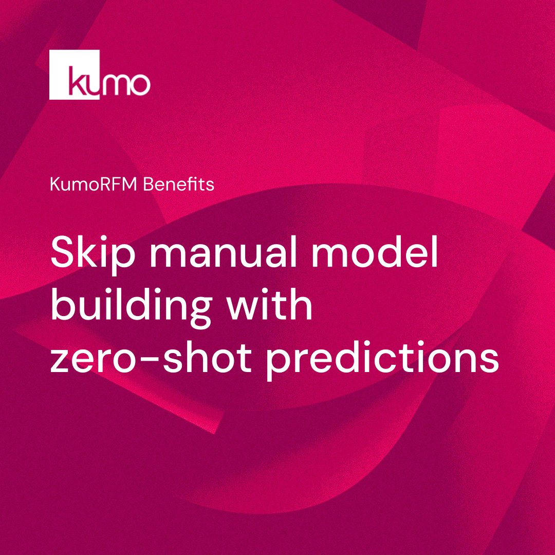 Kumo_ai_team's tweet image. KumoRFM is the first AI model that provides instant predictions on structured enterprise data without task-specific model training.
Learn more: hubs.ly/Q03nwlSy0
Try KumoRFM: hubs.ly/Q03nwls60