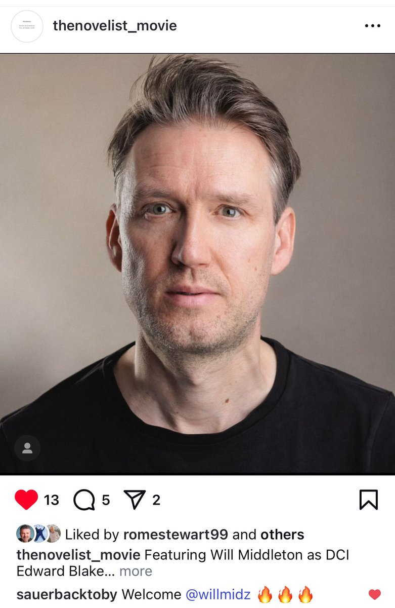 Super excited to have been cast in this feature film alongside brilliant actors. Huge thanks to vShowcards.com . Casting was thru this app 🎬

"#thenovelist_movie Featuring Will Middleton as DCI Edward Blake.
Thanks so much to @willmidz for coming aboard in this film."