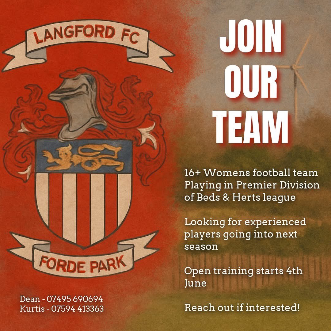 Langford Ladies (@langfordladies) on Twitter photo Just 2 weeks to go until we’re back in business with pre-season training!
Please reach out if you’re looking to try a new team for next season!
<a href="/WomensFFA/">Women’s Free Football Agent</a> <a href="/findmeaplayer/">Find Me A Player</a> <a href="/FreeAgentsFC/">Free Agent Showcase</a> <a href="/BHWGFL/">Bed's & Hert's Womens Football League</a> <a href="/WF_East/">Women's Football East</a> Just 2 weeks to go until we’re back in business with pre-season training!
Please reach out if you’re looking to try a new team for next season!
<a href="/WomensFFA/">Women’s Free Football Agent</a> <a href="/findmeaplayer/">Find Me A Player</a> <a href="/FreeAgentsFC/">Free Agent Showcase</a> <a href="/BHWGFL/">Bed's & Hert's Womens Football League</a> <a href="/WF_East/">Women's Football East</a>