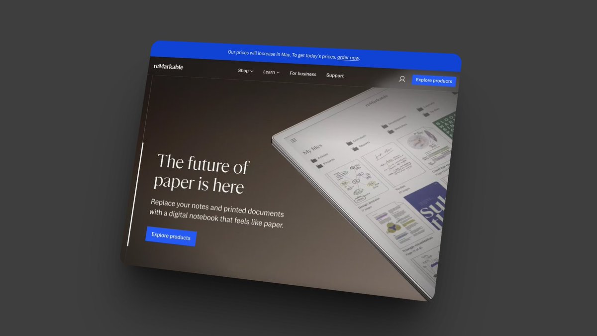 Narrow_Labs's tweet image. Need a masterclass in great web design? Look no further than reMarkable's website! 🚀
It's as intuitive and focused as their paper-like tablet. Love the serene design, impactful CTAs, and visuals that perfectly showcase the product. They understand user journeys, bridging…
