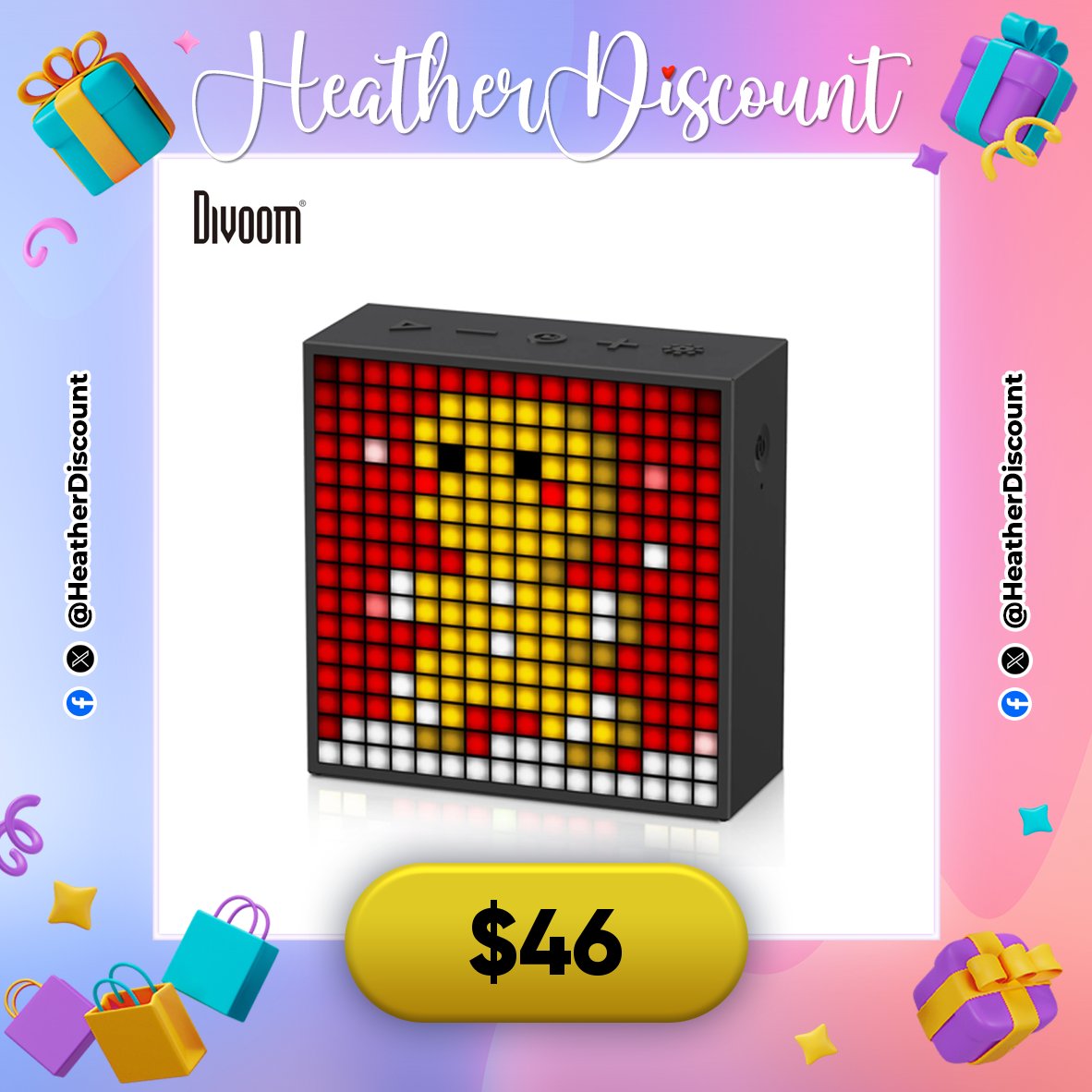 HeatherDiscount's tweet image. WOW, SO COOL! 😎

🔊 Divoom Timebox Evo Speaker
💸 $46

👉 s.click.aliexpress.com/e/_olwwKPb

#pixelspeaker #bluetoothspeaker #ledart