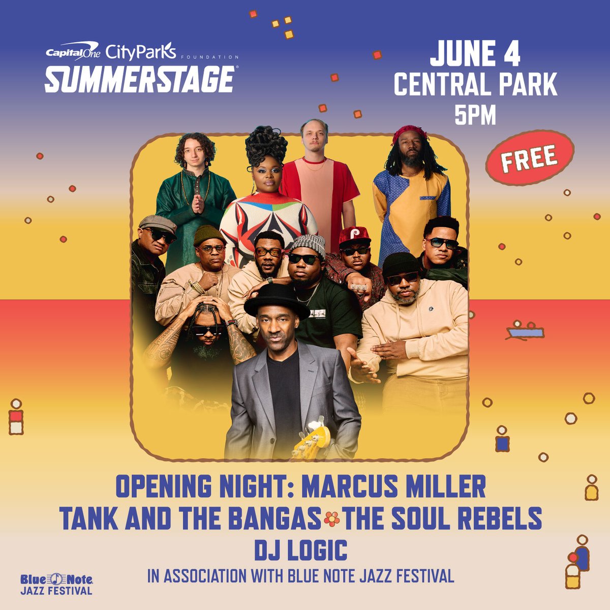 SummerStage (@summerstage) on Twitter photo SAVE THE DATE! Join us on 6/4 at #SummerStage in Central Park for our FREE opening night with Marcus Miller, <a href="/TankandDaBangas/">Tank and The Bangas</a>, <a href="/SoulRebels/">The Soul Rebels</a>, and <a href="/projectlogic/">DJ Logic</a> in association with <a href="/BlueNoteNYC/">Blue Note New York</a> Jazz Festival.
This show is part of the <a href="/subaru_usa/">Subaru</a> music series 🎵 SAVE THE DATE! Join us on 6/4 at #SummerStage in Central Park for our FREE opening night with Marcus Miller, <a href="/TankandDaBangas/">Tank and The Bangas</a>, <a href="/SoulRebels/">The Soul Rebels</a>, and <a href="/projectlogic/">DJ Logic</a> in association with <a href="/BlueNoteNYC/">Blue Note New York</a> Jazz Festival.
This show is part of the <a href="/subaru_usa/">Subaru</a> music series 🎵