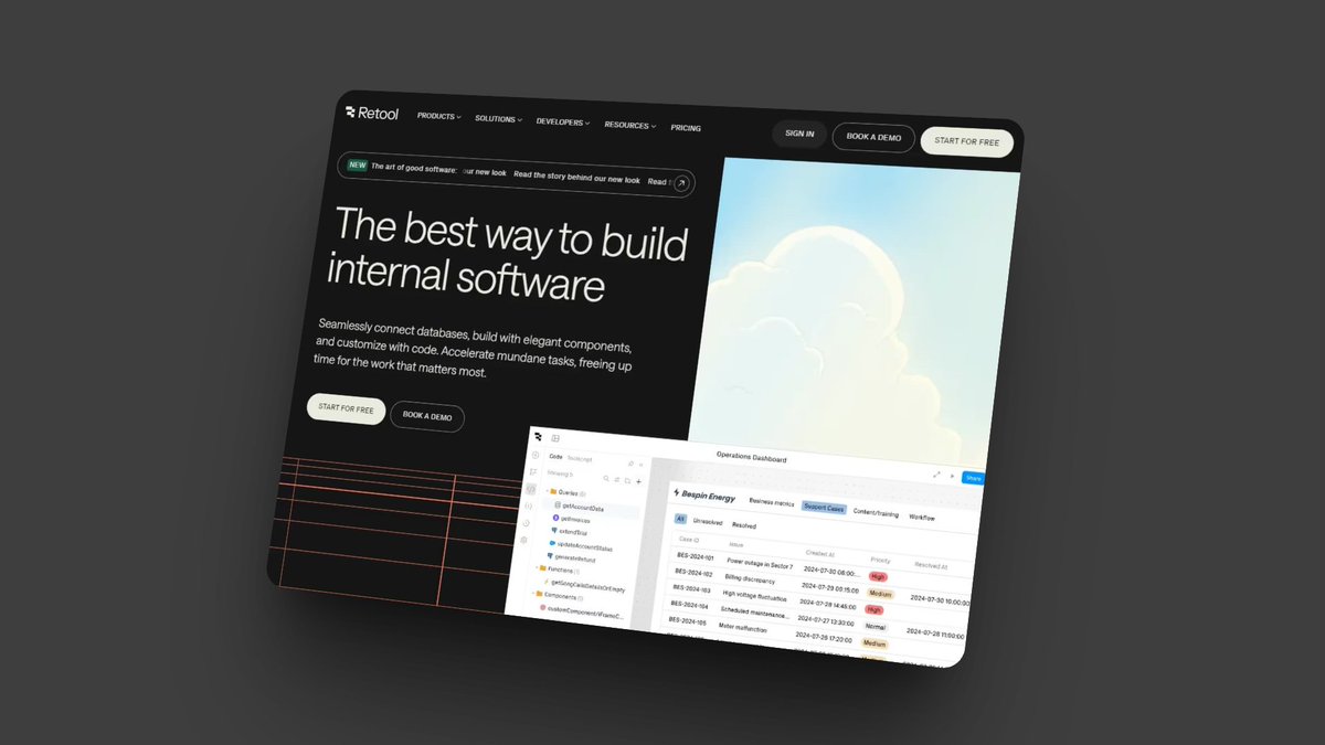 Narrow_Labs's tweet image. Retool effortlessly guides you through capabilities with scroll-sync animations. Complex tasks feel manageable. That clean, professional design builds instant trust, positioning Retool as a top solution for modern development.
narrowlabs.design/website-inspir…