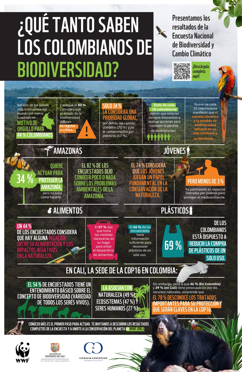En el Día Internacional de la #Biodiversidad, desde <a href="/WWFColombia/">WWF Colombia</a> queremos recordar que nuestra riqueza natural no es solo un orgullo: es la base de la salud, seguridad alimentaria y nuestra lucha contra el cambio climático. 

¿Qué tanto sabemos de ella? wwf.org.co/cop16_en_colom…