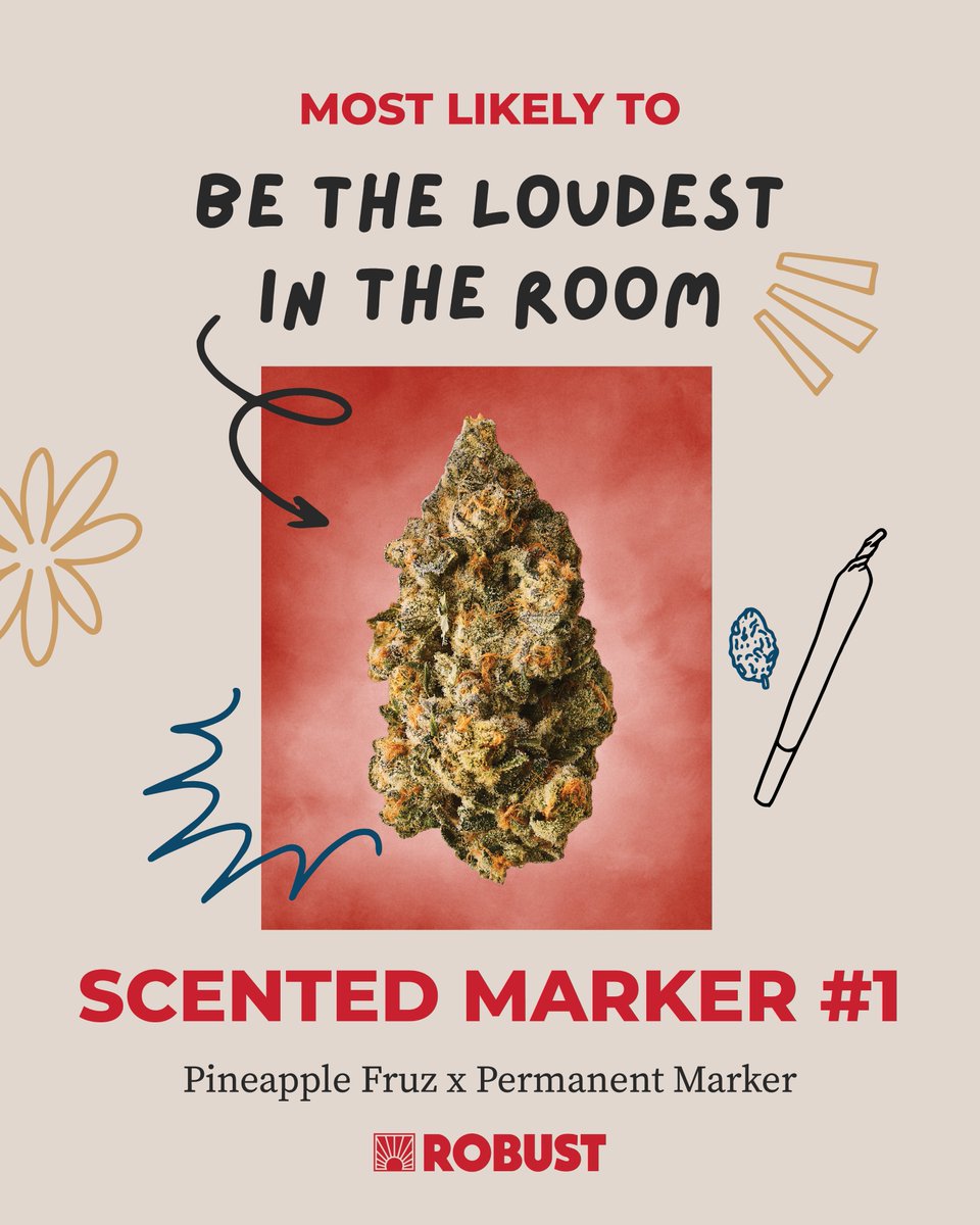 Robust_Missouri's tweet photo. Scented Marker #1 π£ Most likely to be the loudest in the room. Smell it from across the room. Remember it forever. #ClassOf420 #RobustCannabis #ScentedMarker https://t.co/bINM75h8cX