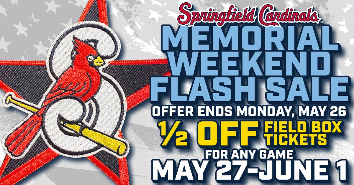 FLASH SALE!

Get half off field box tickets for any game during our next homestand!

gofevo.com/group/SGFMemor…