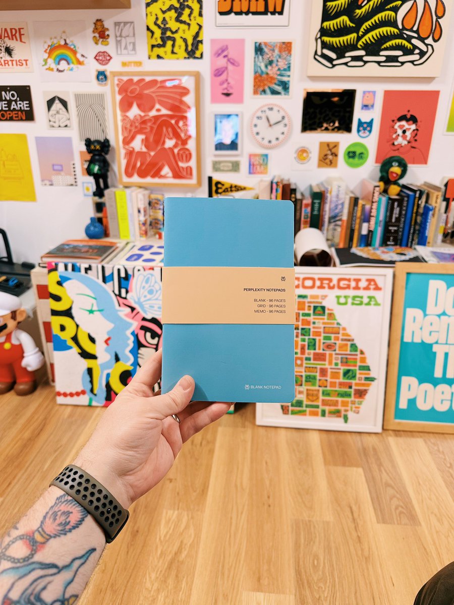 justinpervorse's tweet image. Thanks to my creative pals @perplexity_ai for the new Perplexity Supply goodies. Wondering if I’ll get a response to questions I write in these though 🤔