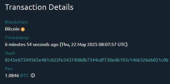 🚨 BREAKING: ⚡️ UTILE: Un utente ha appena pagato una commissione di transazione di 1,1 $BTC ($120,000), una delle più alte dell'anno!