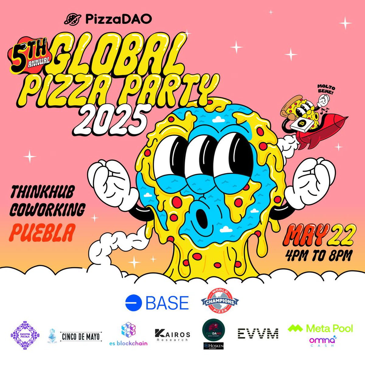 Es Blockchain ππ (@3sblockchain) on Twitter photo Β‘Es hoy! Nos vemos en la Pizza Party π π₯³ <a href="/Pizza_DAO/">PizzaDAO.eth ππ΄ββ οΈ</a>
<a href="/RarePizzas/">Rare Pizzas NFT ππ€</a> <a href="/base/">Base</a> <a href="/brave/">Brave</a>
<a href="/standwithcrypto/">Stand With Cryptoπ‘οΈ</a>
Tendremos charlas, workshop y mucha pizza!
Gracias a los sponsors locales: <a href="/meta_pool/">Meta Pool</a> <a href="/RollAMate/">EVVM</a> <a href="/CardanoMexicoC/">Cardano Mexico Community</a>
Community Partners: <a href="/crypto_puebla/">Crypto Puebla</a> <a href="/ETHCincoDeMayo/">ETH Cinco De Mayo π Hackathon</a> <a href="/Research_Kairos/">Kairos Research</a> Β‘Es hoy! Nos vemos en la Pizza Party π π₯³ <a href="/Pizza_DAO/">PizzaDAO.eth ππ΄ββ οΈ</a>
<a href="/RarePizzas/">Rare Pizzas NFT ππ€</a> <a href="/base/">Base</a> <a href="/brave/">Brave</a>
<a href="/standwithcrypto/">Stand With Cryptoπ‘οΈ</a>
Tendremos charlas, workshop y mucha pizza!
Gracias a los sponsors locales: <a href="/meta_pool/">Meta Pool</a> <a href="/RollAMate/">EVVM</a> <a href="/CardanoMexicoC/">Cardano Mexico Community</a>
Community Partners: <a href="/crypto_puebla/">Crypto Puebla</a> <a href="/ETHCincoDeMayo/">ETH Cinco De Mayo π Hackathon</a> <a href="/Research_Kairos/">Kairos Research</a>