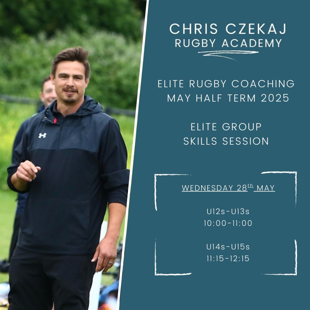 Chris Czekaj Rugby Academy (@ccrugbyacademy) on Twitter photo π£ May Half Term Sessions 2025 π
ππΌ Great to be back
Top up β¬οΈ your core skills at the end of the season in a 1:1 or small group skills session over May Half Term
10 places per group skills sessions
Please contact via email to book
E: ccrugbyacademy@outlook.com π£ May Half Term Sessions 2025 π
ππΌ Great to be back
Top up β¬οΈ your core skills at the end of the season in a 1:1 or small group skills session over May Half Term
10 places per group skills sessions
Please contact via email to book
E: ccrugbyacademy@outlook.com
