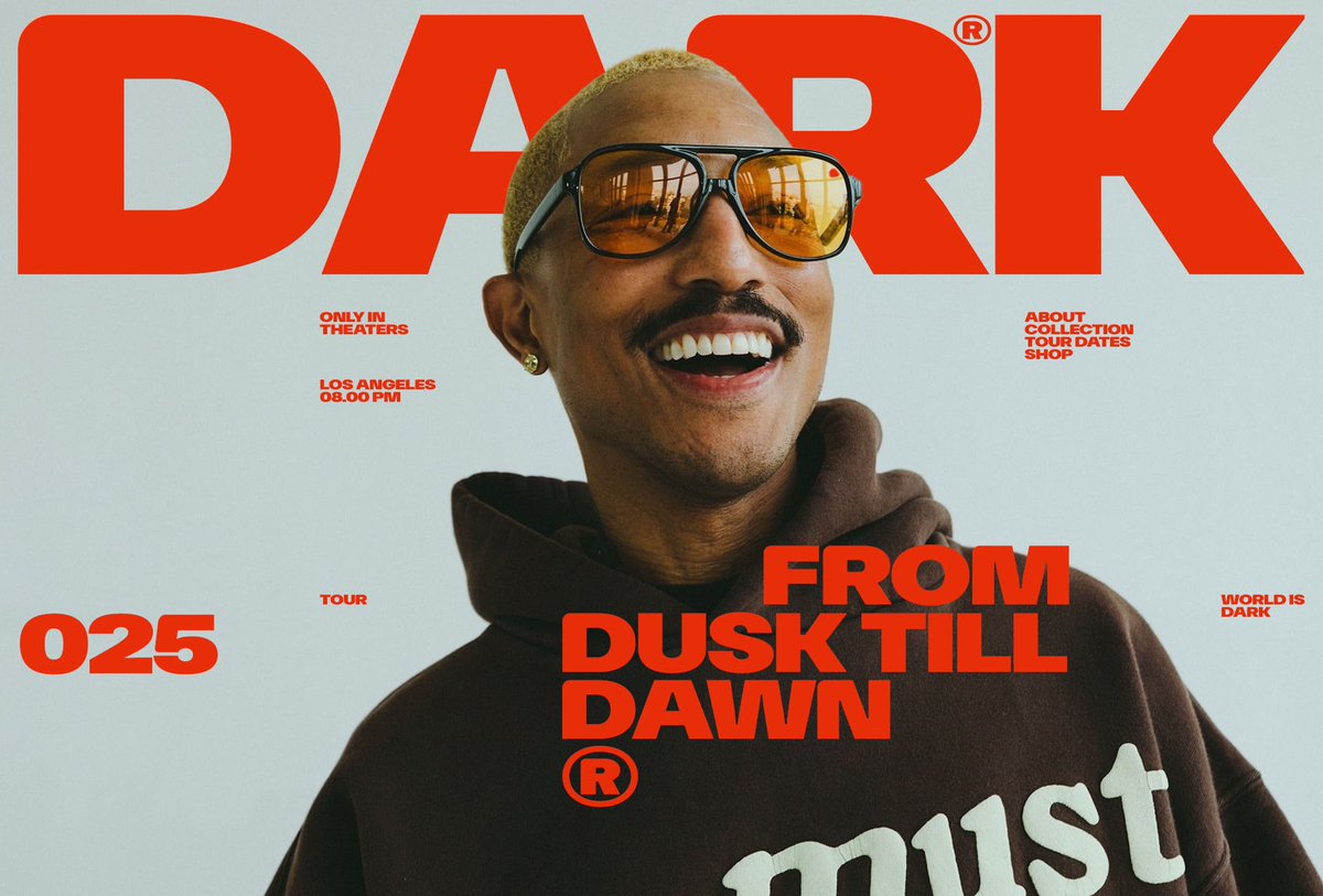 oliver_gareis's tweet photo. I designed some editorial layout concepts for the Pharrell Williams Dark Tour 2025 https://t.co/c0eKjVYmxb
