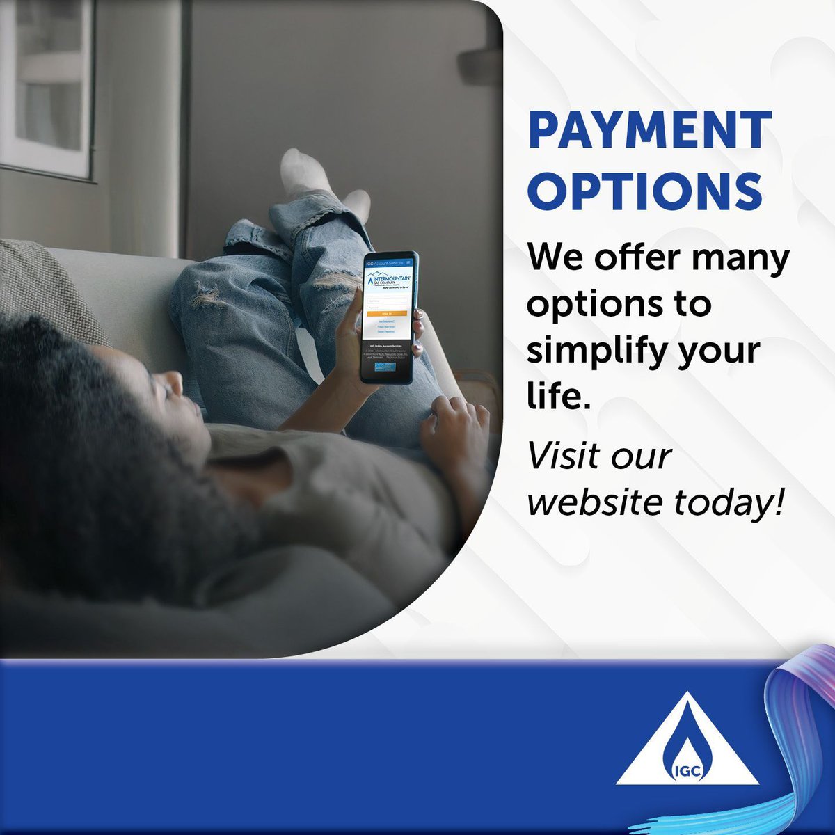 Auto￼ ☑️ 
Have you reviewed our payment options? We offer many choices, like Automatic Payments and Level Pay, to make managing your account convenient for you. Visit our webpage to choose your options, buff.ly/2TsfCfq.
#payment 
#options
