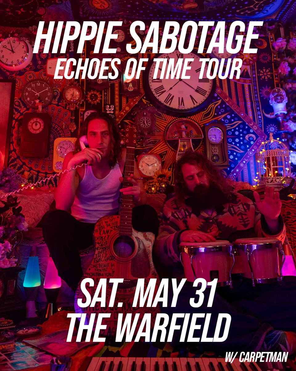 We’ve got a pair of tickets to see <a href="/HippieSabotage/">Hippie Sabotage</a> w/ Carpetman at <a href="/thewarfield/">The Warfield</a> on Saturday, May 31st!
Follow us &amp; Retweet for a chance to win.
18+ show.