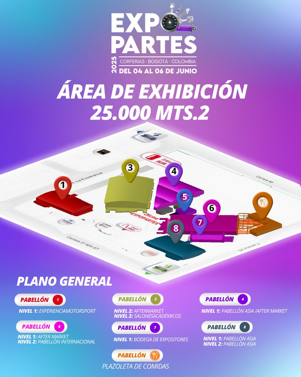 📍 ¿Ya sabes cómo moverte en #EXPOPARTES2025?
🗺️ Más de 25.000 m² de exhibición, zonas académicas, pabellones temáticos y mucho más.

💥 ¡Prepárate para hacer latir el corazón de la industria!
📅 4 al 6 de junio – Corferias
🎯 expopartes.co