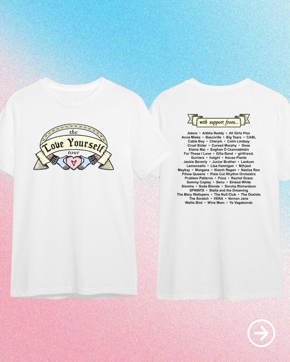 PillowQueens's tweet image. The Love Yourself T-Shirt is a coming together of Irish musicians to show solidarity and support to our trans family, and fundraise for Shoutout & the wonderful work they do running educational programmes to combat anti-LGBTQ+ bullying and violence. 🏳️⚧️
shoutout.ie/shop/sydpsbfsf…
