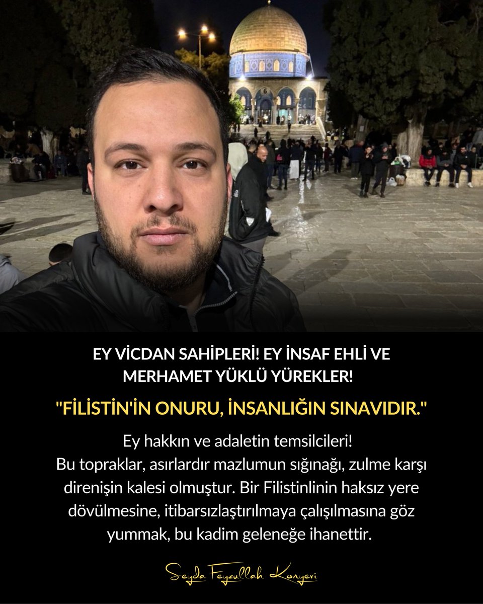 Ey vicdan sahipleri! Ey insaf ehli ve merhamet yüklü yürekler!  
"Filistin'in onuru, insanlığın sınavıdır."

Yahya Ebuznaid adında bir Filistinli kardeşimiz, göç idaresinde maruz kaldığı şiddet ve haksız ithamlarla insanlık dışı muamelelere kurban edilmiş. Onun çektiği acı,