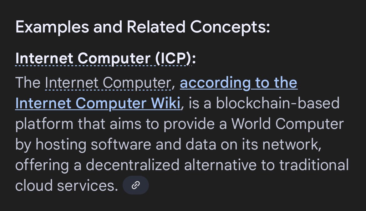 🚨BREAKING🚨

When you search the term “World Computer” on Google, you get the Internet Computer Protocol ( $ICP )!!

This is the biggest opportunity in crypto since $ETH.