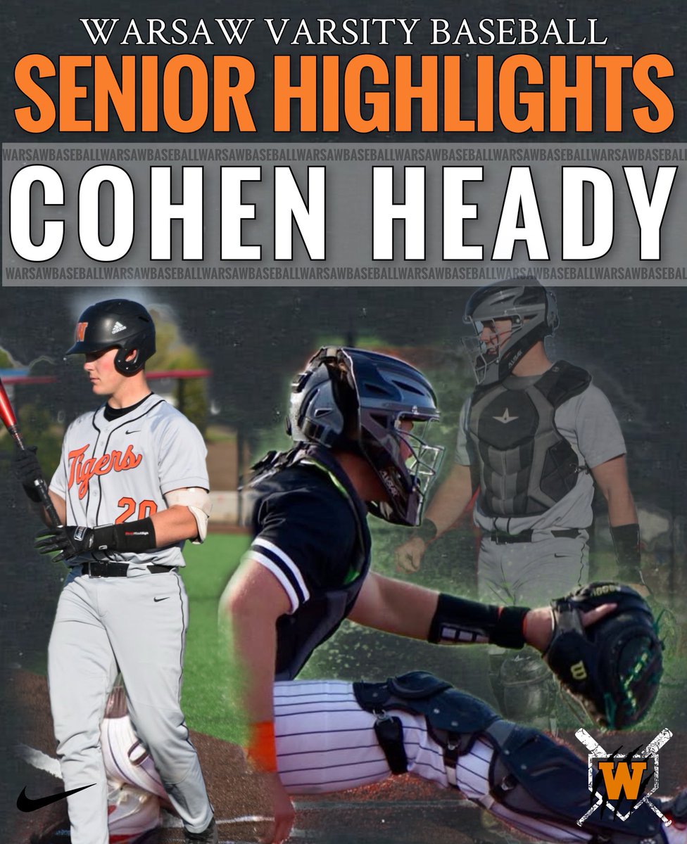 WarsawTigerBaseball (@baseball_warsaw) on Twitter photo WARSAW BASEBALL SENIOR HIGHLIGHTS
COHEN HEADY
Three games before the post-season, HEADY has spent 141.1 innings behind the plate, with 8 runners Caught Stealing and 3 runners Picked Off. The catcher has also racked up 19 RBIs on offense with 2 HOMERUNS. #Warsaw #Baseball WARSAW BASEBALL SENIOR HIGHLIGHTS
COHEN HEADY
Three games before the post-season, HEADY has spent 141.1 innings behind the plate, with 8 runners Caught Stealing and 3 runners Picked Off. The catcher has also racked up 19 RBIs on offense with 2 HOMERUNS. #Warsaw #Baseball