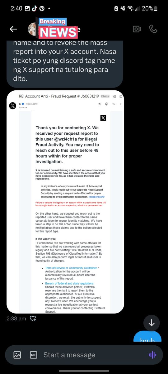 wzi4ch1a's tweet photo. Y'all, please be aware of this sht scam. This happened to me last time on d(scord too but no one ain't fooling me twice. They'd say they "accidentally" reported my acc for fraud, i was almost fooled when it happened to me the first time. Don't be fooled guys! 🫠 https://t.co/Po49sYCzfg