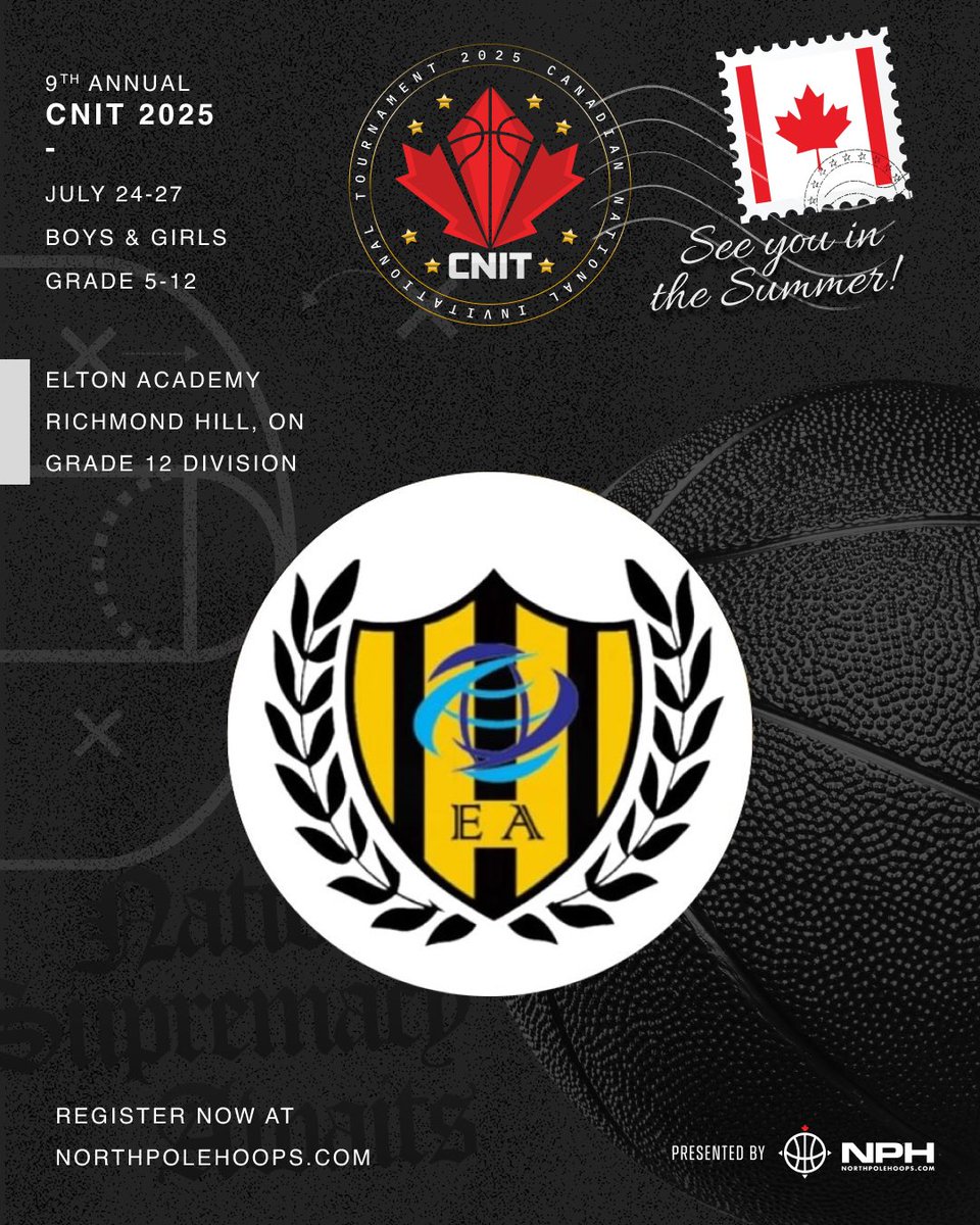 CNIT (@canadiannit) on Twitter photo Richmond Hill’s finest are READY to compete for the title of CNIT CHAMPIONS 🏆 Welcome <a href="/EltonAcademyMBB/">Elton Academy Basketball</a> to the 9th annual tournament 🇨🇦
July 24-27, grade 5-12, boys & girls
Register your team at NorthPoleHoops.com/CNIT Richmond Hill’s finest are READY to compete for the title of CNIT CHAMPIONS 🏆 Welcome <a href="/EltonAcademyMBB/">Elton Academy Basketball</a> to the 9th annual tournament 🇨🇦
July 24-27, grade 5-12, boys & girls
Register your team at NorthPoleHoops.com/CNIT