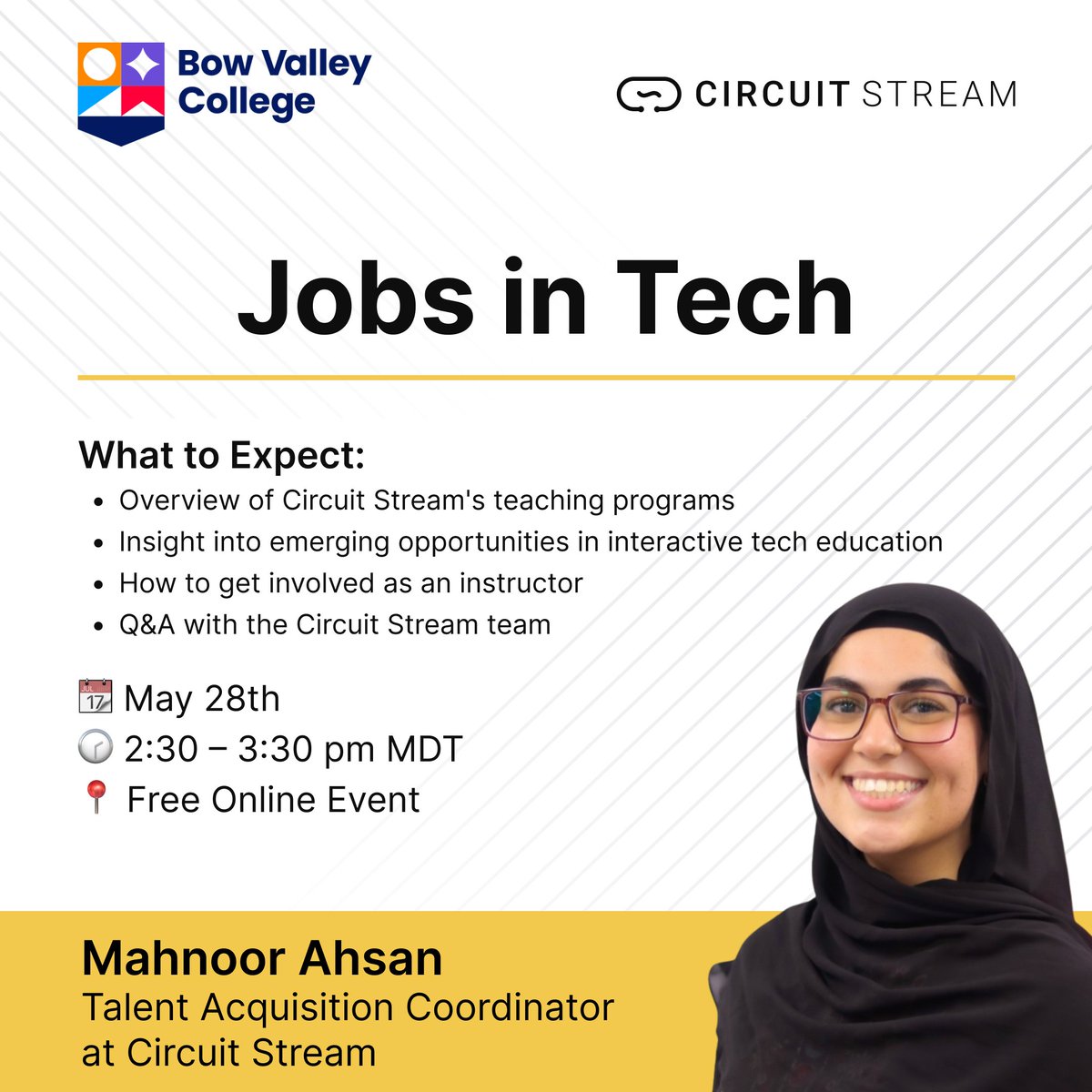Join Bow Valley College and Circuit Stream for a behind-the-scenes look at what it takes to become a part-time #instructor in the exciting world of creative #tech.
📍 Free Virtual Event – hubs.li/Q03nQLSy0

#GameDesign #Python #Roblox #Development #TechEducation