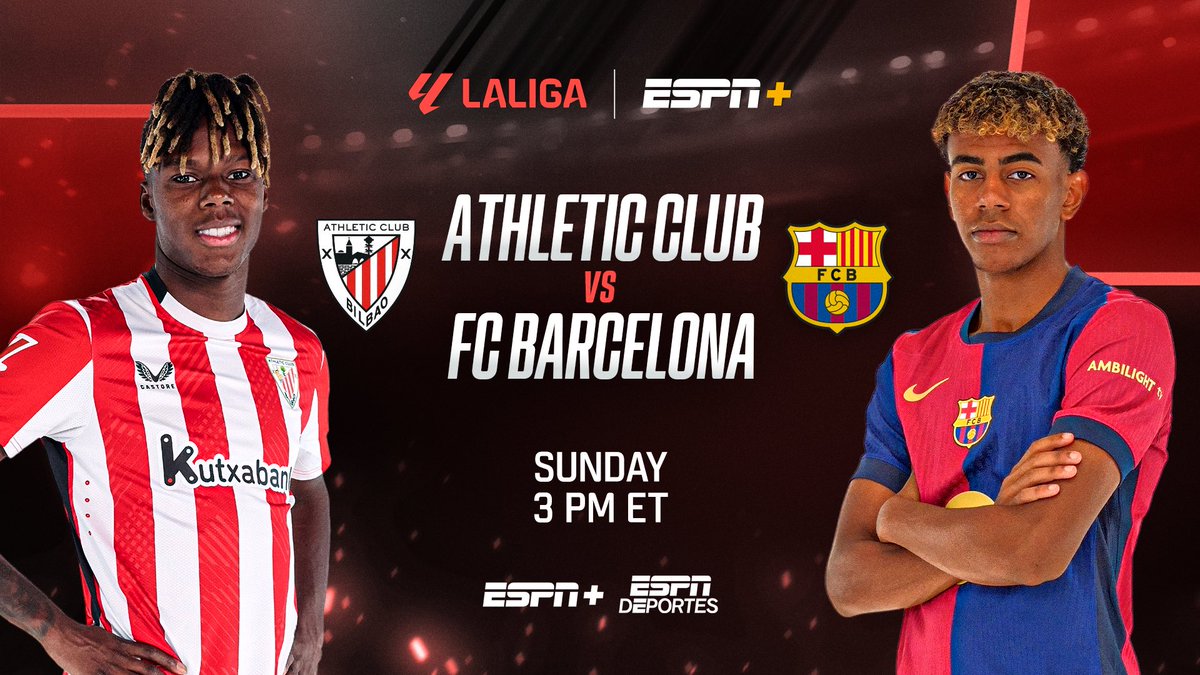 ESPN PR (@espnpr) on Twitter photo This weekend, #LALIGA title & domestic treble winner #FCBarcelona heads into the final Matchday of the season on ESPN+ & ESPN Deportes ⚽️
🎙️ Eng: <a href="/AdrianHealey/">Adrian Healey</a>, <a href="/Alexparella/">Àlex Pareja</a>, <a href="/gemma_soler/">Gemma Soler</a>
🎙️ Span: <a href="/Rortiz_ESPN/">Ricardo Ortiz</a>, Mario Kempes This weekend, #LALIGA title & domestic treble winner #FCBarcelona heads into the final Matchday of the season on ESPN+ & ESPN Deportes ⚽️
🎙️ Eng: <a href="/AdrianHealey/">Adrian Healey</a>, <a href="/Alexparella/">Àlex Pareja</a>, <a href="/gemma_soler/">Gemma Soler</a>
🎙️ Span: <a href="/Rortiz_ESPN/">Ricardo Ortiz</a>, Mario Kempes