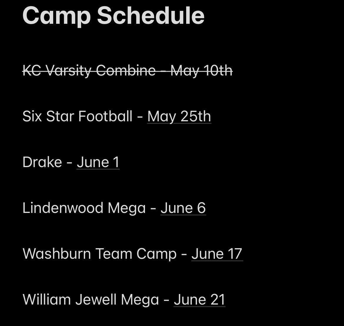 Beckett Linden 2026 LB (@beckett_linden) on Twitter photo These are the camps I will be attending so far!
<a href="/CoachKoch_WU/">Kaleb Koch</a> <a href="/Coach_VasquezAJ/">A.J. Vasquez</a> <a href="/AdamCox38/">Adam Cox</a> <a href="/CoachStLouis/">Patrick St. Louis</a> <a href="/coachmcquillan/">Coach McQuillan</a> <a href="/DavidWienke15/">David Wienke</a> <a href="/CoachMartinOL/">Taylor Martin</a> <a href="/CoachHansen_/">Paul Hansen</a> <a href="/CoachTCurts/">Coach Curts</a> <a href="/Coach_K_Goldman/">Kyle Goldman</a> These are the camps I will be attending so far!
<a href="/CoachKoch_WU/">Kaleb Koch</a> <a href="/Coach_VasquezAJ/">A.J. Vasquez</a> <a href="/AdamCox38/">Adam Cox</a> <a href="/CoachStLouis/">Patrick St. Louis</a> <a href="/coachmcquillan/">Coach McQuillan</a> <a href="/DavidWienke15/">David Wienke</a> <a href="/CoachMartinOL/">Taylor Martin</a> <a href="/CoachHansen_/">Paul Hansen</a> <a href="/CoachTCurts/">Coach Curts</a> <a href="/Coach_K_Goldman/">Kyle Goldman</a>